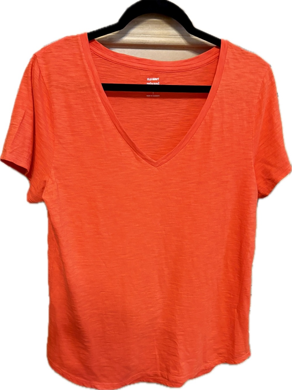 Old Navy Women's Bright Orange V-Neck Short Sleeve Tee